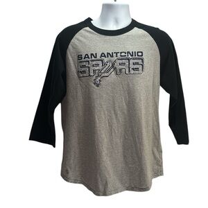 San Antonio Spurs Graphic 3/4 Sleeve Rebound Raglan Shirt Size M Black & Gray